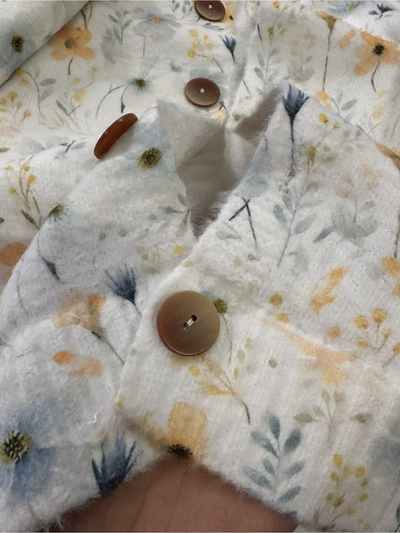 Wunderschöner Blumenmuster Druckknopf-Cardigan