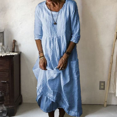 LINNEA – Lockere Maxikleid mit Rundhalsausschnitt