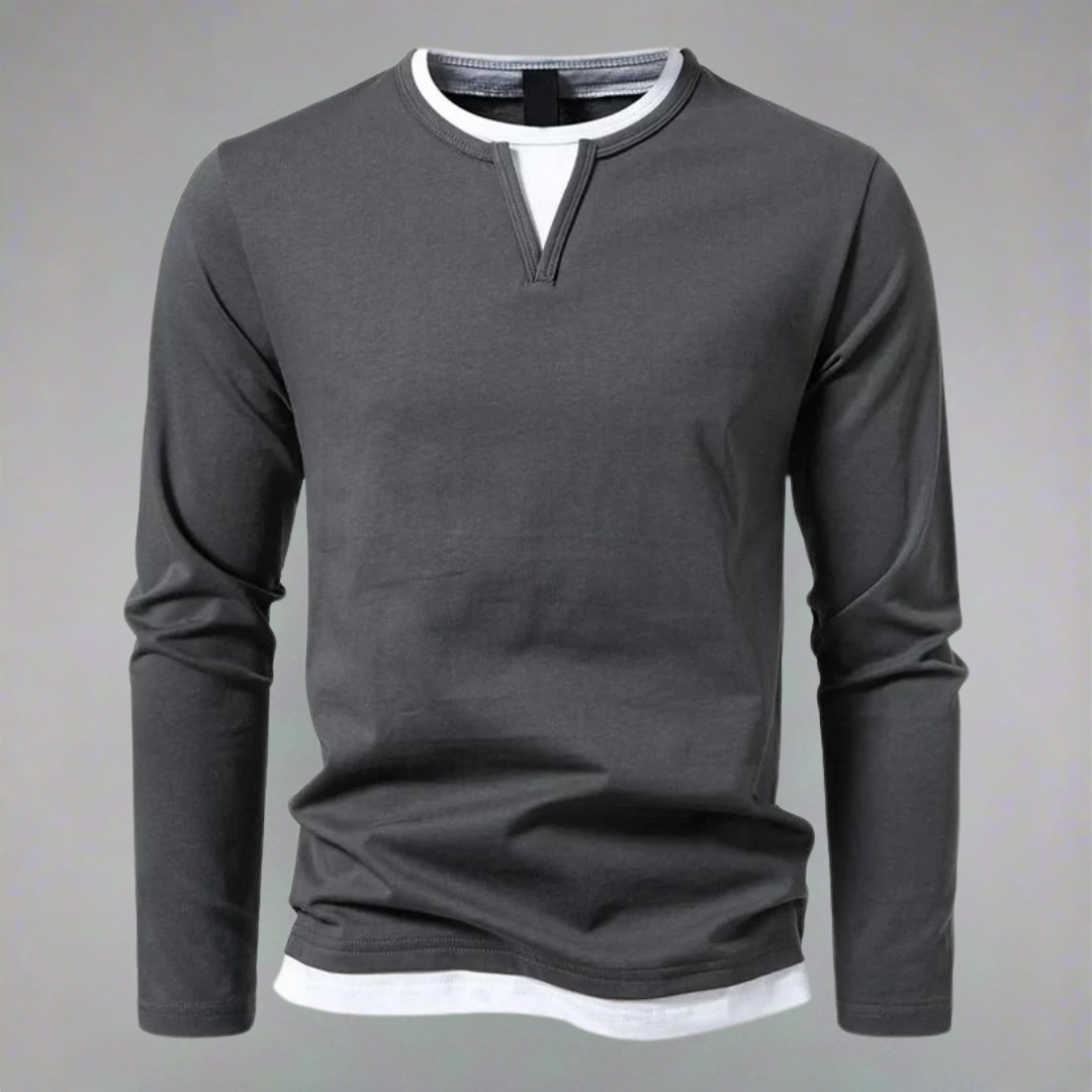 Mason – Langarm-T-Shirt mit V-Ausschnitt, modernes Design