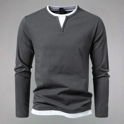 Mason – Langarm-T-Shirt mit V-Ausschnitt, modernes Design