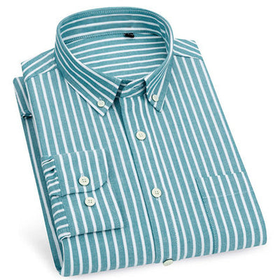 Baumwolle Oxford Slim Herren Streifenhemd
