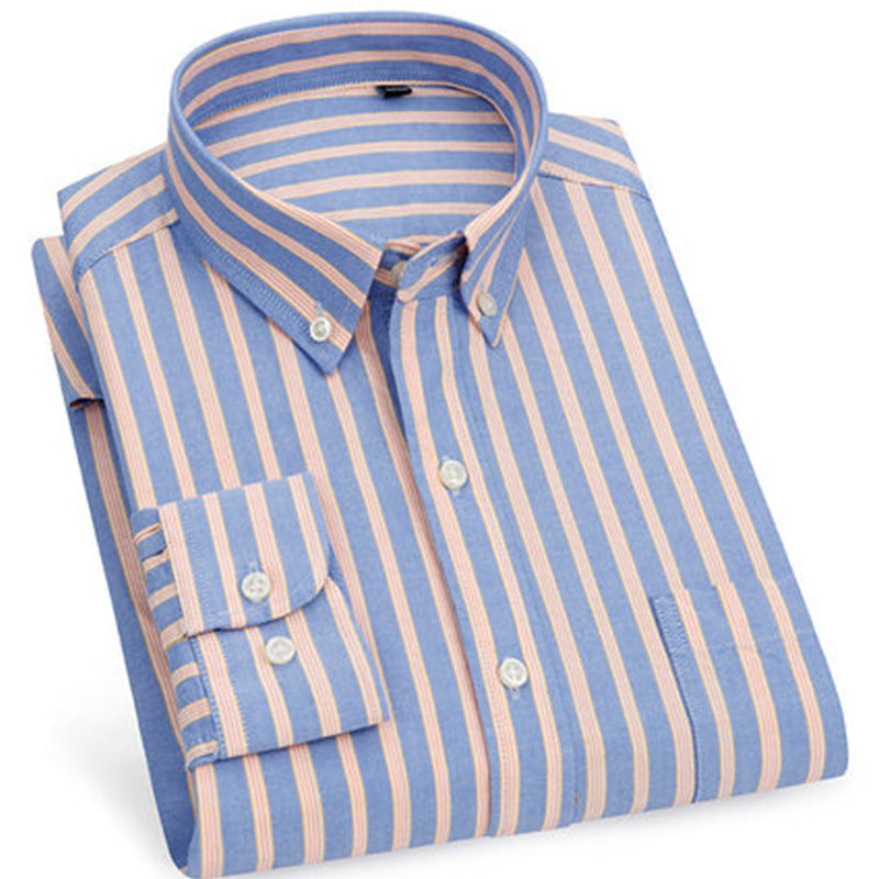 Baumwolle Oxford Slim Herren Streifenhemd