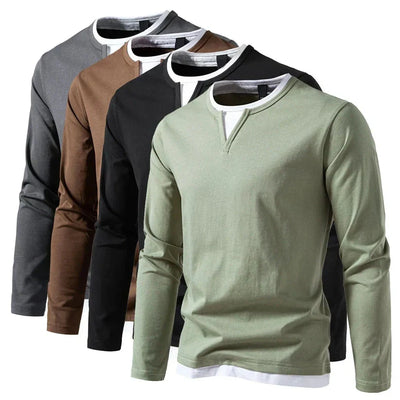 Mason – Langarm-T-Shirt mit V-Ausschnitt, modernes Design