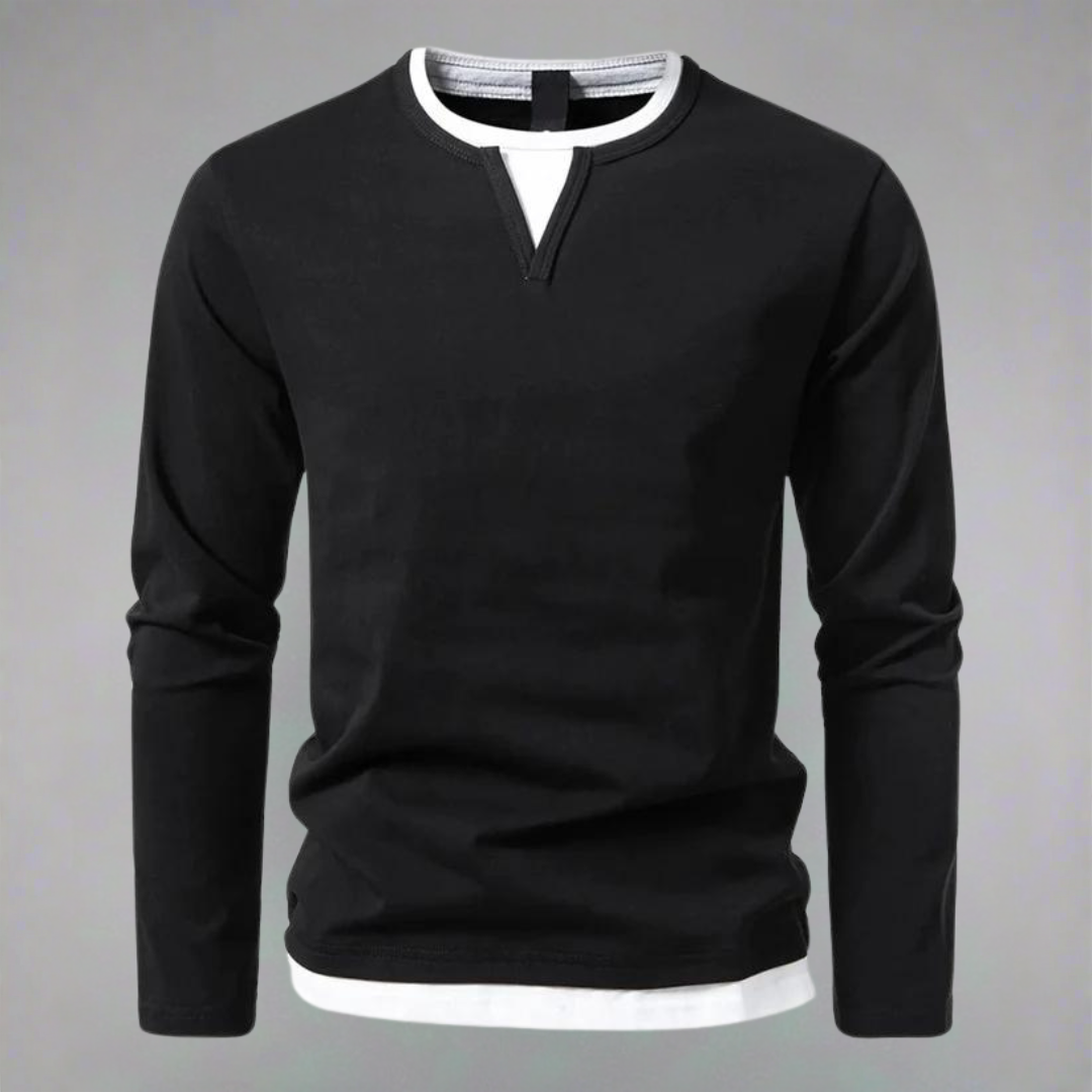 Mason – Langarm-T-Shirt mit V-Ausschnitt, modernes Design