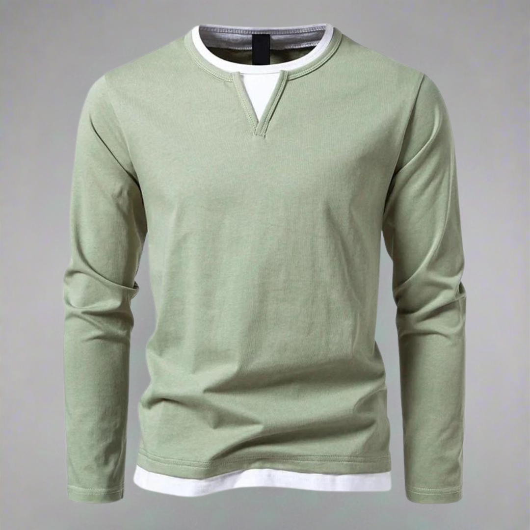 Mason – Langarm-T-Shirt mit V-Ausschnitt, modernes Design