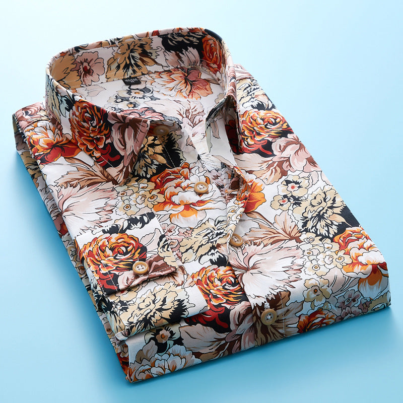 Langarm-Hemd aus Baumwolle mit Blumenmuster