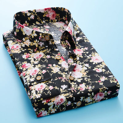 Langarm-Hemd aus Baumwolle mit Blumenmuster
