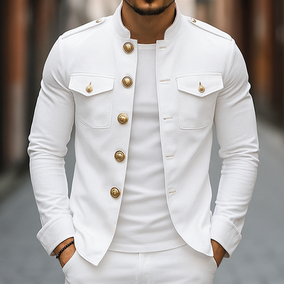 Herrenjacke Janusz im Vintage-Casual-Stil mit Stehkragen und Knöpfen