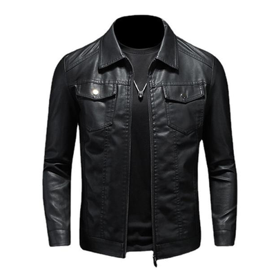 Herren Motorradlederjacke mit Klappen Janusz