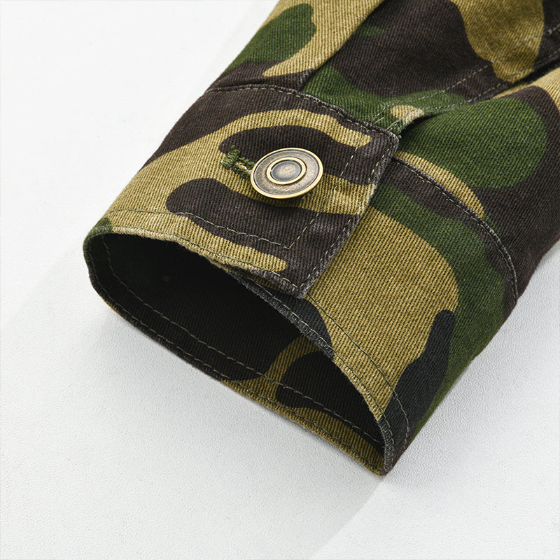 Herrenjacke Wiktor Retro Canvas in Camouflage mit Klappen