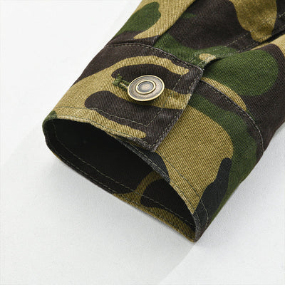Herrenjacke Wiktor Retro Canvas in Camouflage mit Klappen
