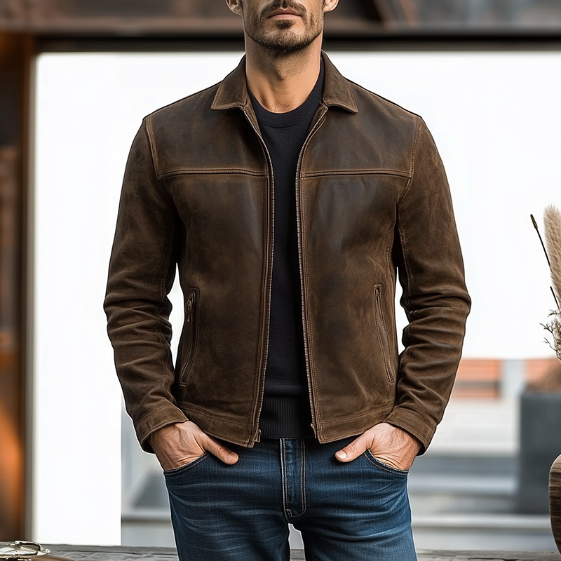 Herren Lederjacke mit Reißverschluss Mateusz – klassischer Stil aus Kunstleder