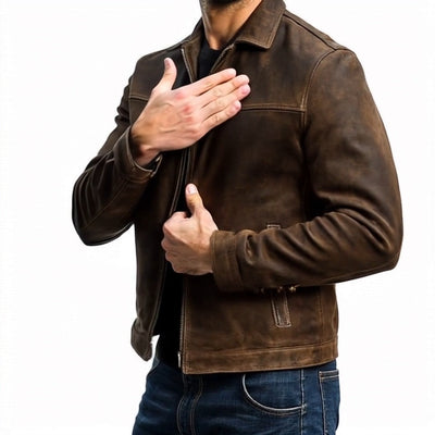 Herren Lederjacke mit Reißverschluss Mateusz – klassischer Stil aus Kunstleder