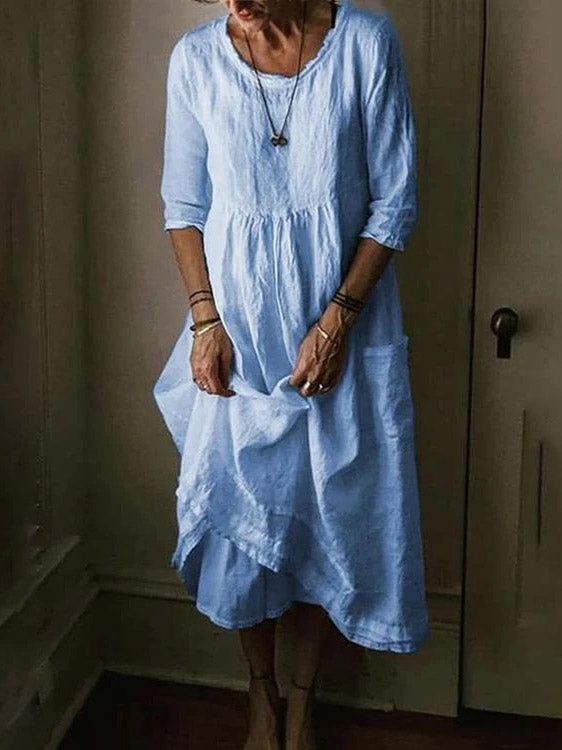LINNEA – Lockere Maxikleid mit Rundhalsausschnitt