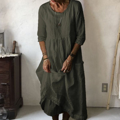 LINNEA – Lockere Maxikleid mit Rundhalsausschnitt