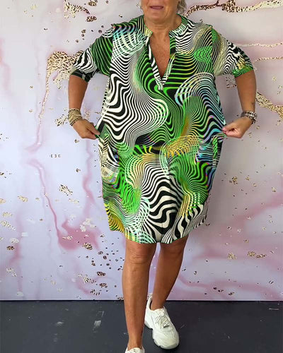 RIA – Farbenfrohes Kleid mit V-Ausschnitt