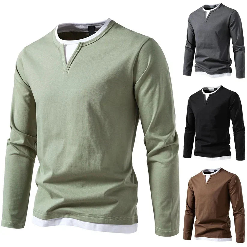Mason – Langarm-T-Shirt mit V-Ausschnitt, modernes Design