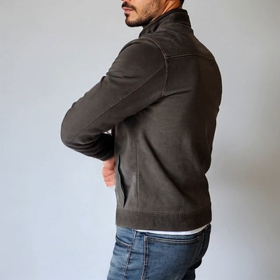 Vintage Herren Suede Jacke Janusz, einreihig, mit Stehkragen