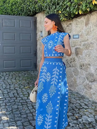 Camilla - Bedrucktes Set Top und Rock
