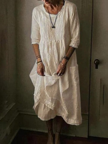 LINNEA – Lockere Maxikleid mit Rundhalsausschnitt
