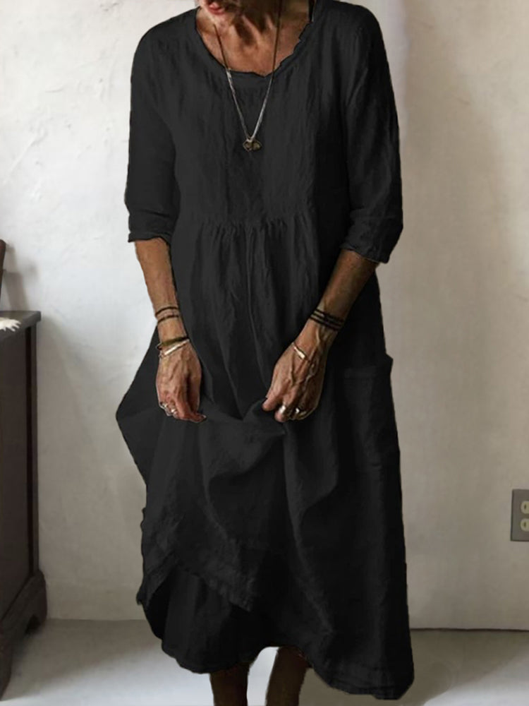 LINNEA – Lockere Maxikleid mit Rundhalsausschnitt