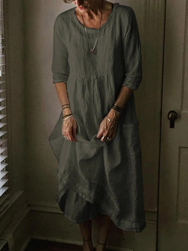 LINNEA – Lockere Maxikleid mit Rundhalsausschnitt