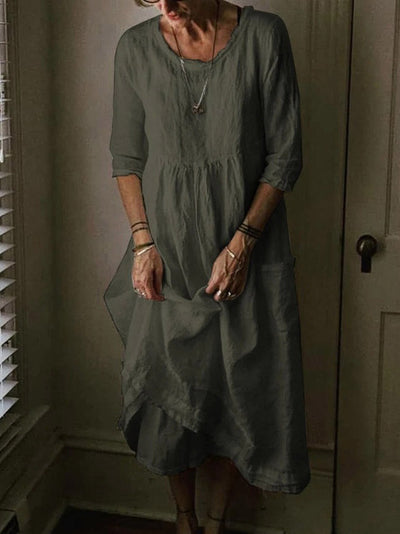 LINNEA – Lockere Maxikleid mit Rundhalsausschnitt