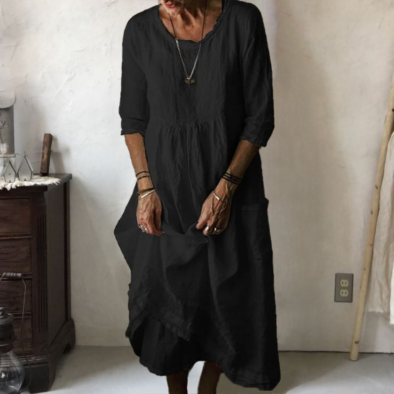 LINNEA – Lockere Maxikleid mit Rundhalsausschnitt