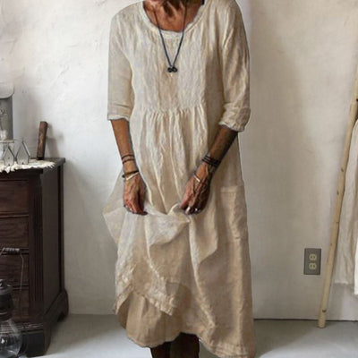LINNEA – Lockere Maxikleid mit Rundhalsausschnitt