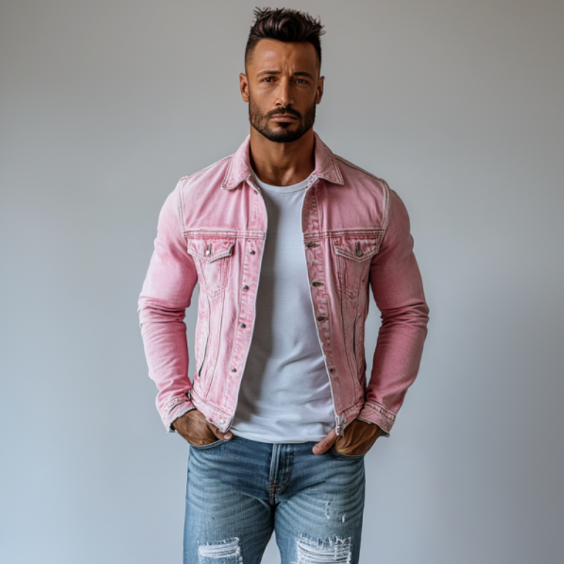 Vintage Herrenjeansjacke Patryk mit vielen Taschen und gewaschenen Klappen
