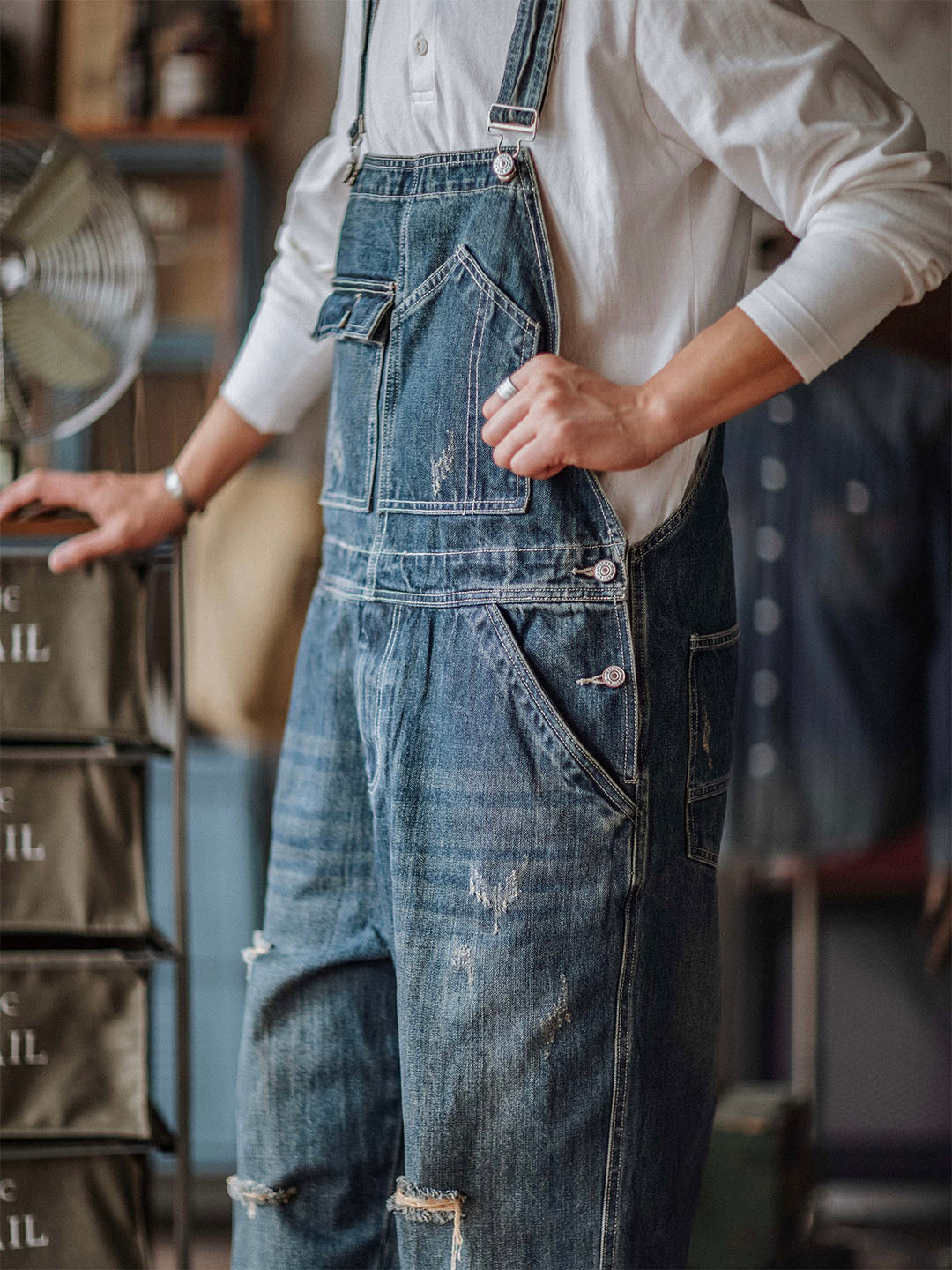 Julien™ | Retro-Blue-Washed Latzhose