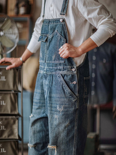 Julien™ | Retro-Blue-Washed Latzhose