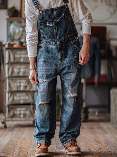 Julien™ | Retro-Blue-Washed Latzhose