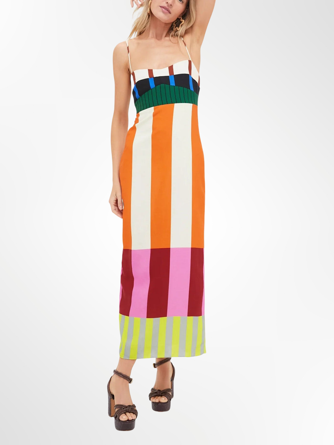 Elsa - Langes, mehrfarbiges Kleid