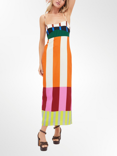 Elsa - Langes, mehrfarbiges Kleid