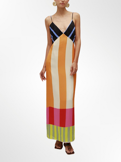 Elsa - Langes, mehrfarbiges Kleid