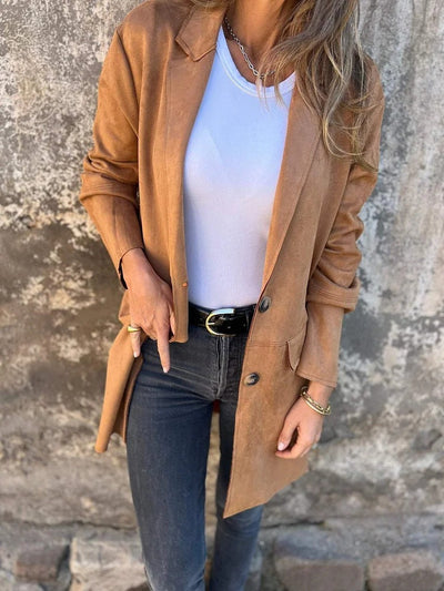Maribelle™ | Langer Wildleder-Look Mantel