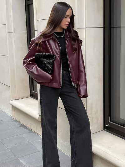 Julia™ | Leder Bomberjacke