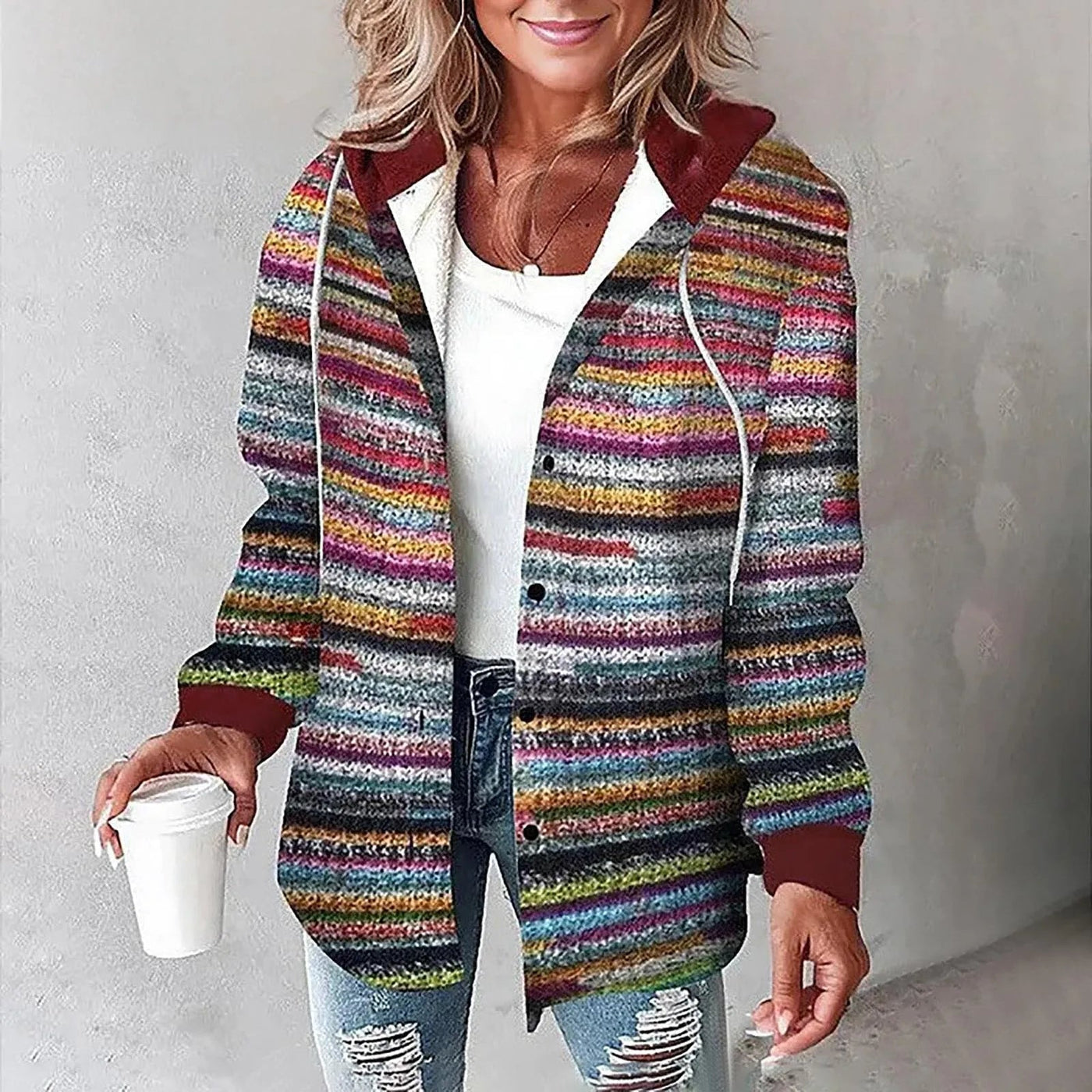Jemima™ | Damen Karo-Jacke mit Knöpfen