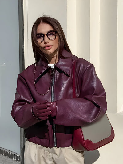 Julia™ | Leder Bomberjacke