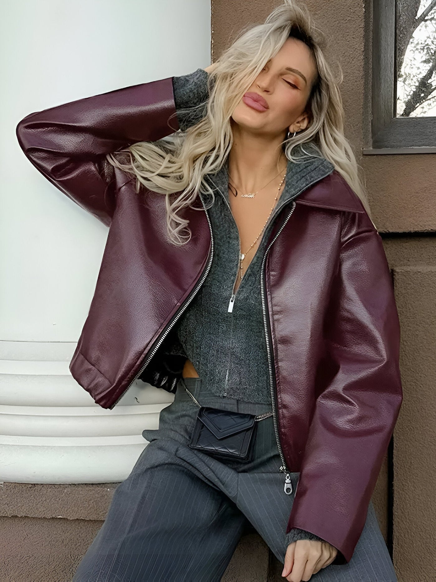 Julia™ | Leder Bomberjacke