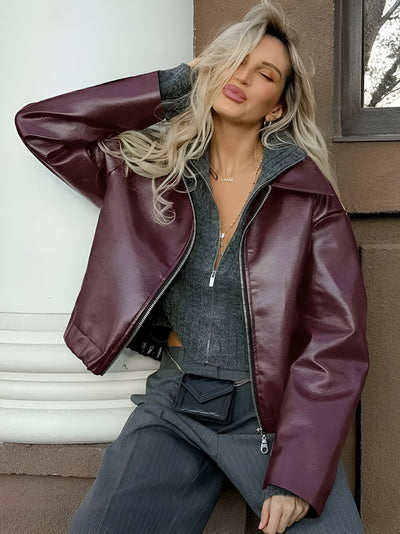 Julia™ | Leder Bomberjacke