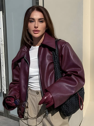 Julia™ | Leder Bomberjacke