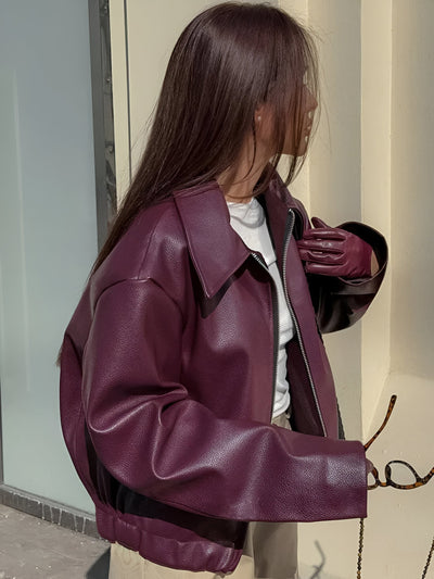 Julia™ | Leder Bomberjacke
