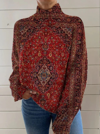 Damen Vintage Kunstdruck Freizeit Pullover