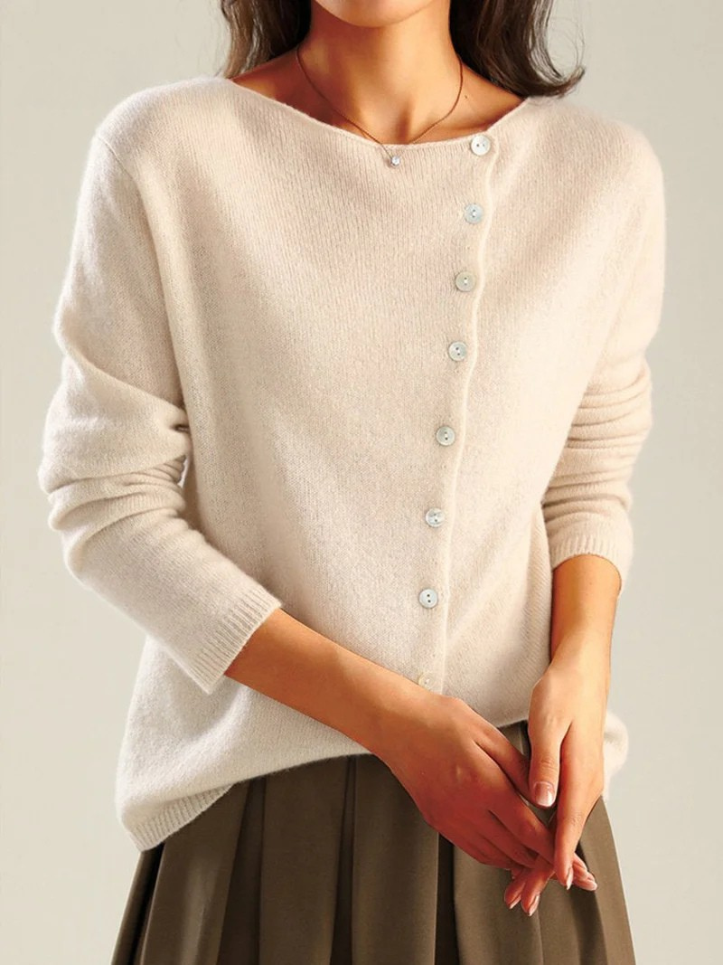 Elin | Retro-Cardigan mit Rundhals und Knopfleiste aus Kaschmir
