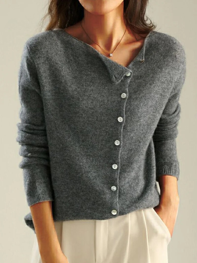Elin | Retro-Cardigan mit Rundhals und Knopfleiste aus Kaschmir