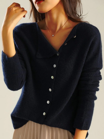 Elin | Retro-Cardigan mit Rundhals und Knopfleiste aus Kaschmir