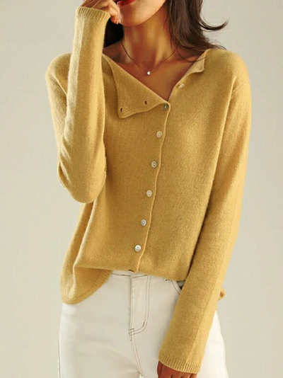 Elin | Retro-Cardigan mit Rundhals und Knopfleiste aus Kaschmir