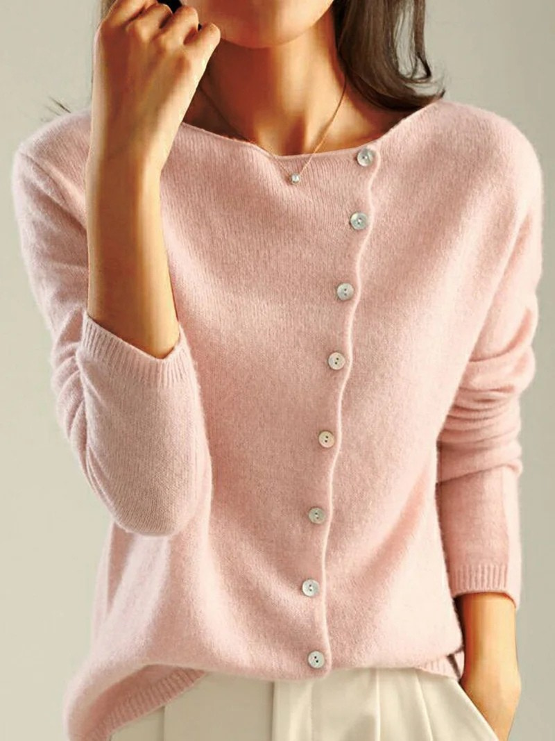 Elin | Retro-Cardigan mit Rundhals und Knopfleiste aus Kaschmir